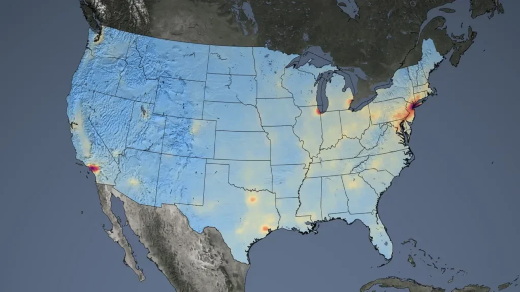 Da i dati satellitari di AURA, la NASA ed alcune università hanno elaborato una mappa che permette di monitorare un inquinante chiave: l'NO2