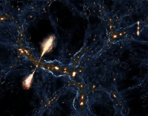 Scoperto due grandi getti provenire da un buco nero supermassiccio dall'impressionante lunghezza di 23 milioni di anni luce