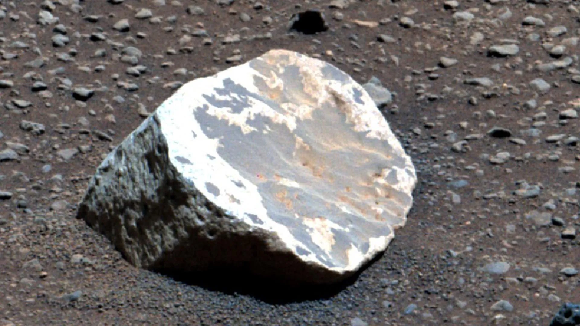 Una roccia marziana fotografata dal rover Perseverance ricca DI Kaolinite