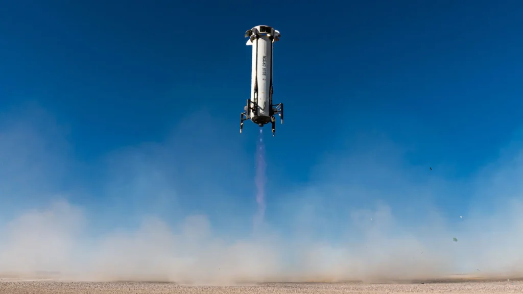 Nella foto la capsula New Shepard della Blue Origin usata per le missioni commerciali dell'azienda american
