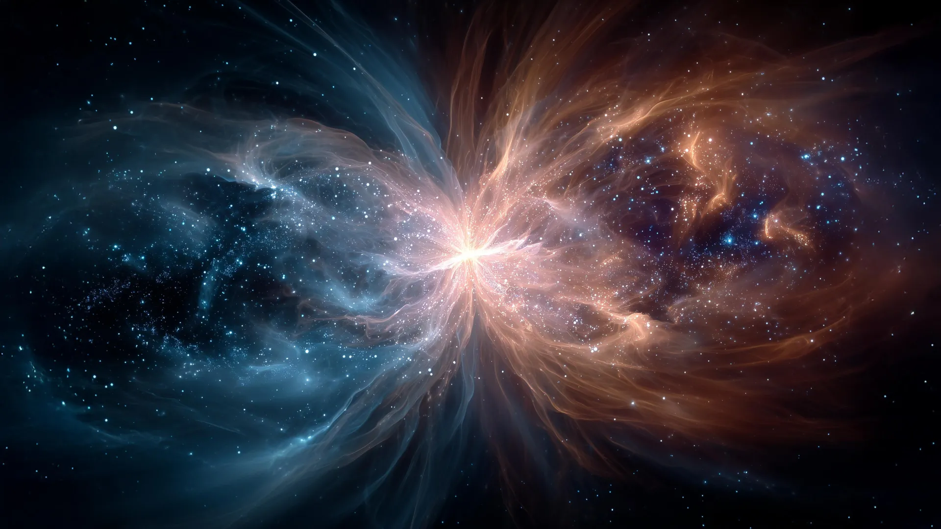 Rappresentazione artistica della fusione tra il buco nero centrale della protogalassia della Via Lattea e quello di una galassia nana