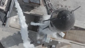 Immagine dall'alto della Starship V3 SpaceX durante un test a terra