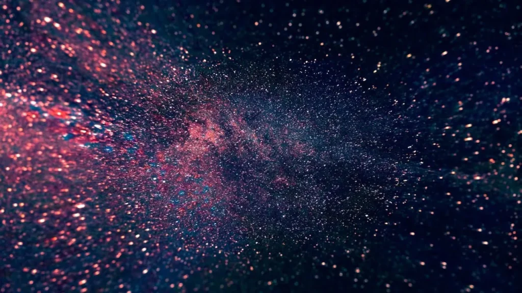 Visualizzazione 3D della ragnatela cosmica di materia oscura e dei filamenti galattici generati dalla simulazione Uchuu